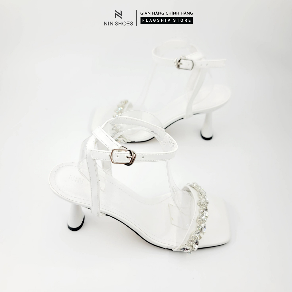 Sandan Ninshoes 6P đế bầu mũi vuông quai hở sau cài hông tag đá to