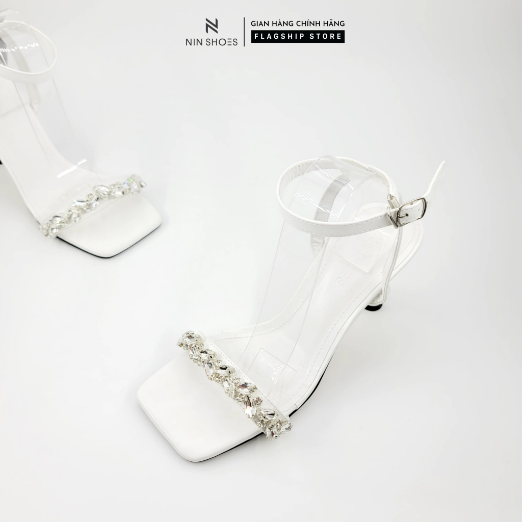 Sandan Ninshoes 6P đế bầu mũi vuông quai hở sau cài hông tag đá to