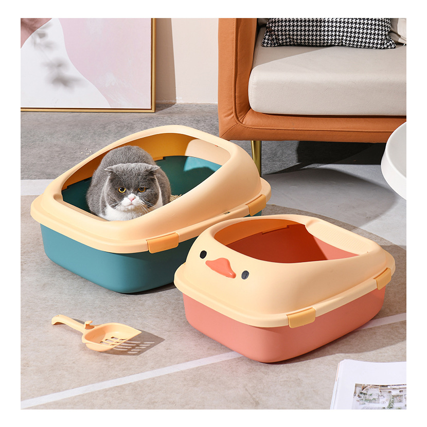 Khay Vệ Sinh Mèo, Khay Cát Mèo Thành Cao Hình Vịt Xinh Xắn Mẫu Mới Về