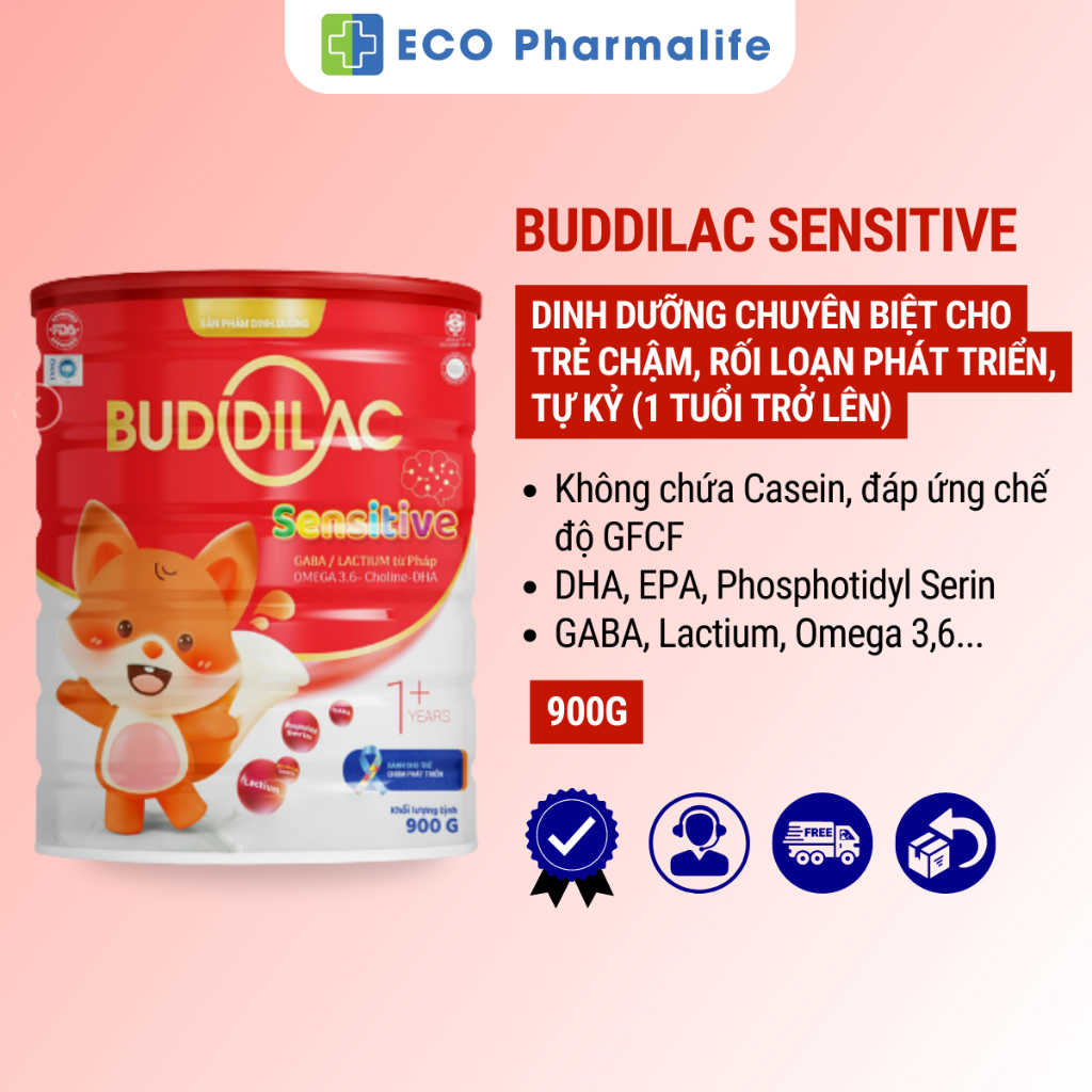 Sữa Bột Buddilac Sensitive Cho Bé Chậm, Rối Loạn Phát Triển, Trẻ Tự Kỷ - Lon 900gr