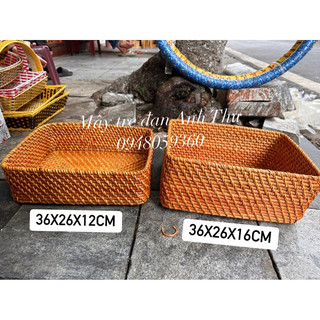 Khay mây chữ nhật, giỏ mây chữ nhật,thùng mây đựng quần áo đồ dùng gọn gàngMây tre đan AnhThư