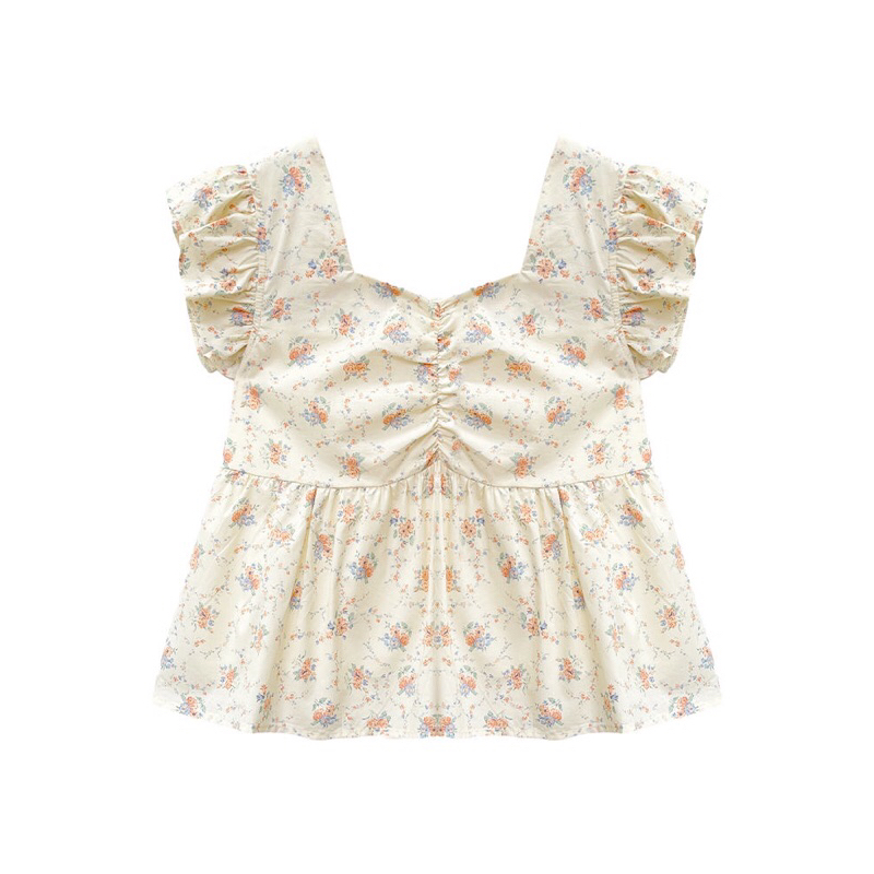 Áo Croptop Nữ Dáng Babydoll Tay Bồng Phong Cách Hàn Quốc Mã QD103