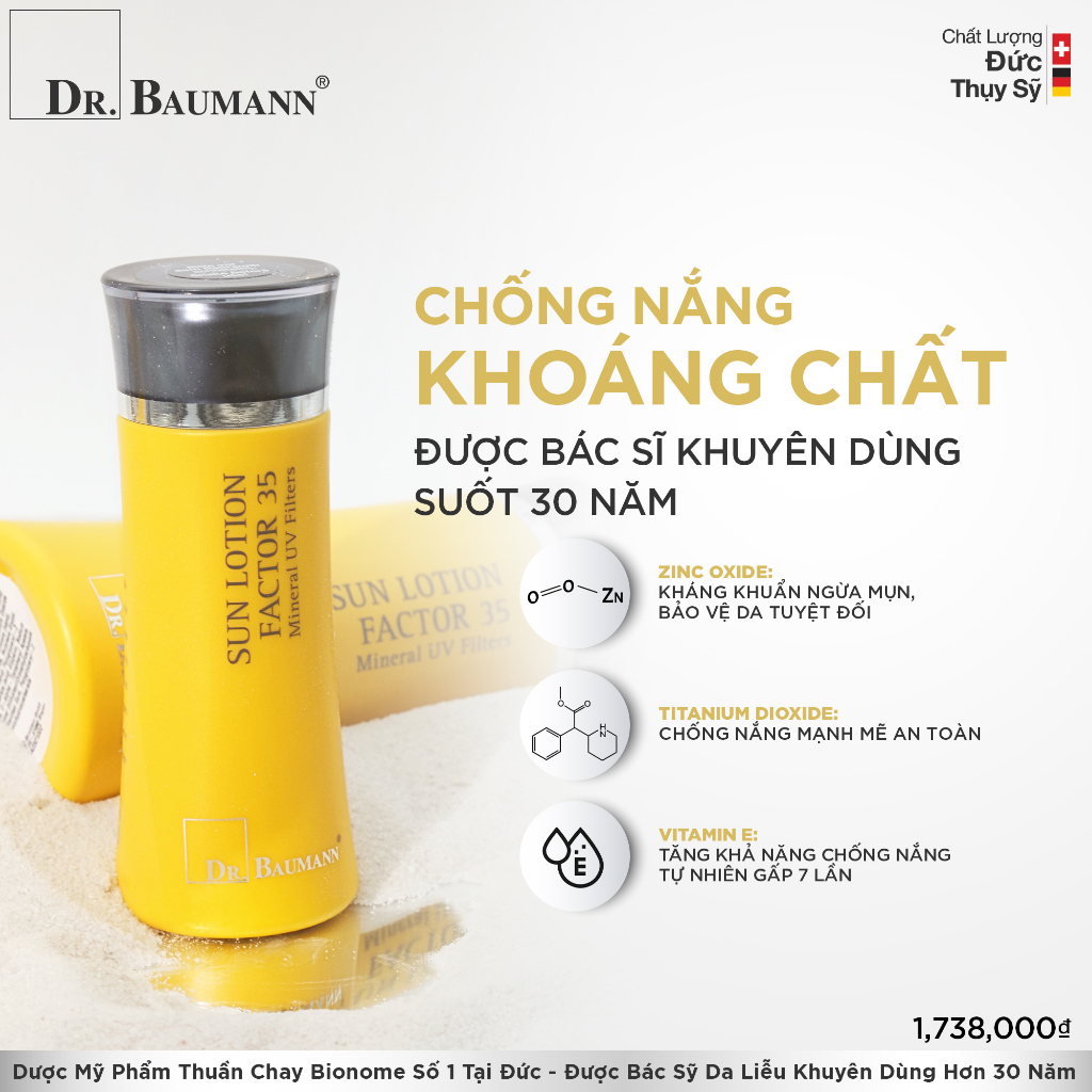 Kem chống nắng Dr. Baumann thuần vật lý Sun Lotion Factor 35 Mineral UV Filters