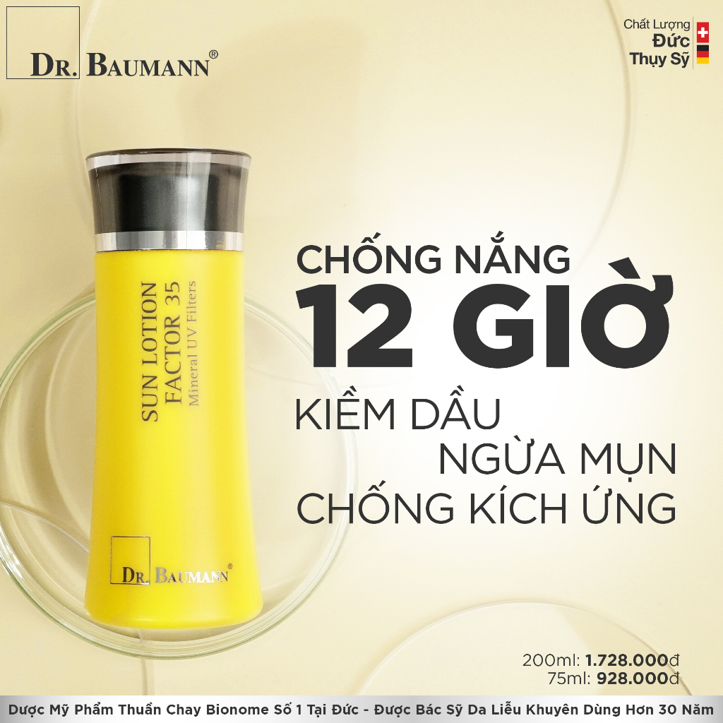Kem chống nắng Dr. Baumann thuần vật lý Sun Lotion Factor 35 Mineral UV Filters