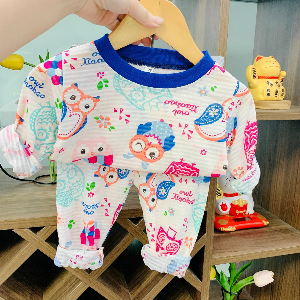 Đồ bộ dài tay cho bé trai bé gái, Bộ quần áo chất Cotton giấy thái  cho bé từ 7-19kg