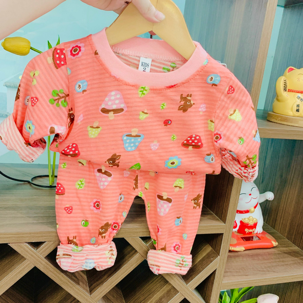 Đồ bộ dài tay cho bé trai bé gái, Bộ quần áo chất Cotton giấy thái  cho bé từ 7-19kg