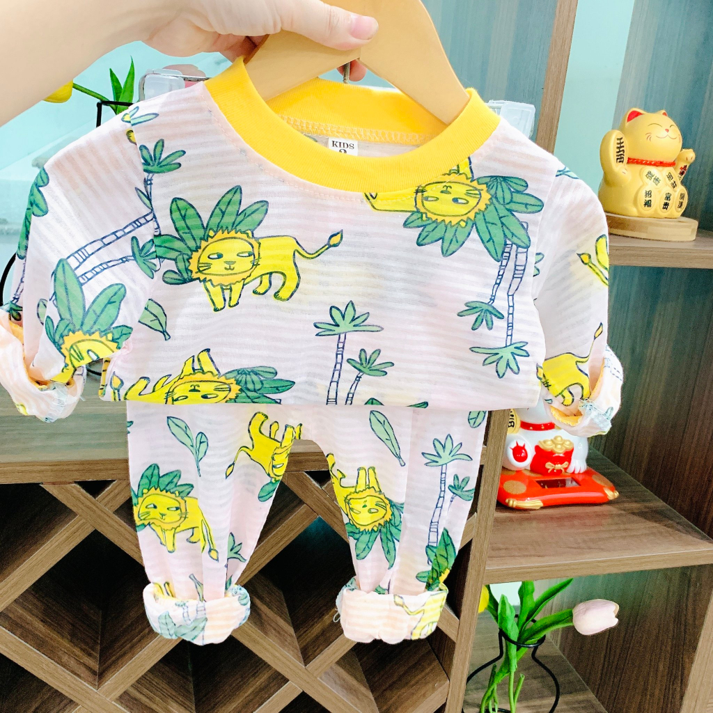 Đồ bộ dài tay cho bé trai bé gái, Bộ quần áo chất Cotton giấy thái  cho bé từ 7-19kg