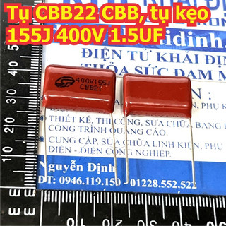 20 con Tụ CBB22 CBB tụ kẹo nâu đỏ 155J 400V 155 1.5uF D=20mm kde1755