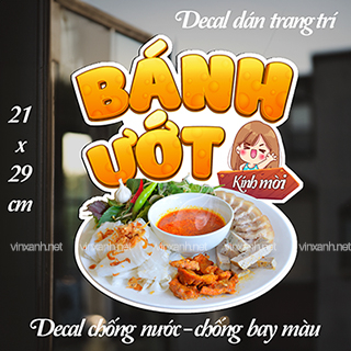 BÁNH ƯỚT decal dán trang trí tường, chống nước,không bay màu,dán tủ, decal dán kính,xe đẩy,21x29cm - cắt bGIÒN
