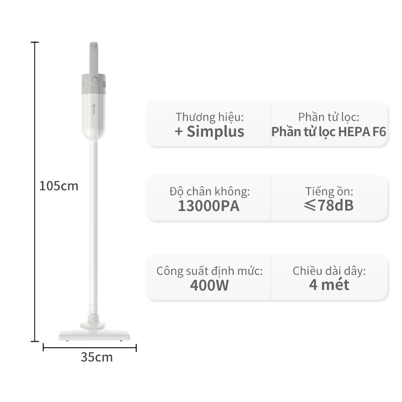 Máy hút bụi Simplus XCQH002 cầm tay có dây 13000PA công suất cao 400W