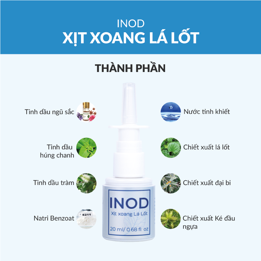 Inod xịt xoang lá lốt 20ml