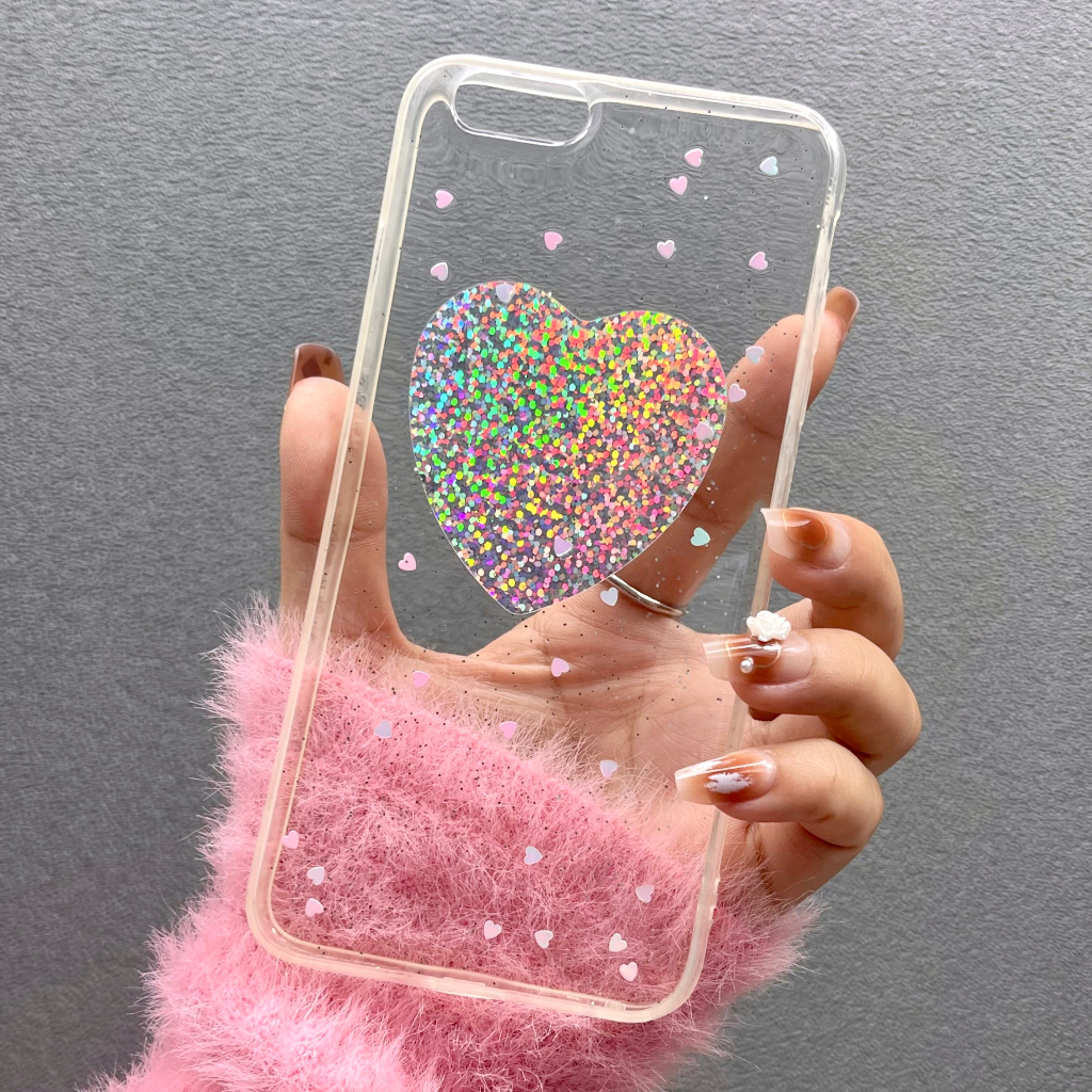[ Iphone 6/6s Plus ] Ốp Lưng Silicon Trái Tim Anh Nhũ