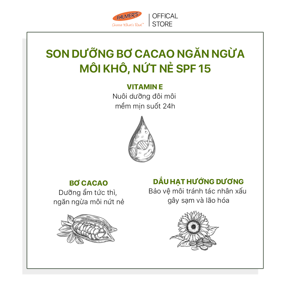 Son dưỡng môi ngăn ngừa khô, nứt nẻ Palmer’s - SPF15 4g