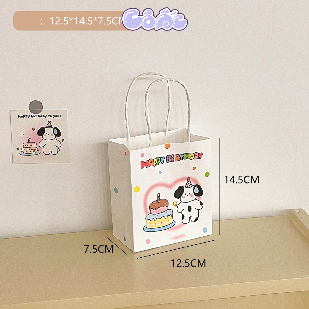 Túi Giấy Quai Xách Đựng Quà Tặng In Hình Cute Túi Mini Kraft Sinh Nhật Dễ Thương T01