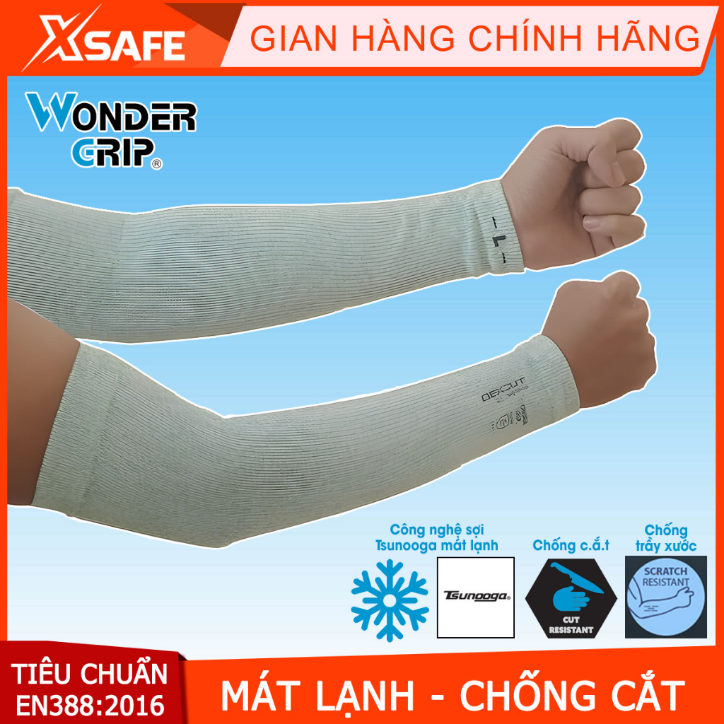 Ống tay bảo hộ WONDER GRIP WG-1000 dệt từ sợi làm mát Tsunooga mát lạnh, bảo hộ chống vật sắc nhọn, chống trầy xước