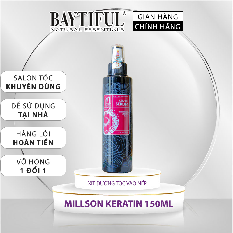 Xịt dưỡng tóc chăm sóc tóc phục hồi hư tổn Keratin Millson 150ml sịt dưỡng tóc uốn nhuộm duỗi tinh chất dưỡng tóc khô xơ