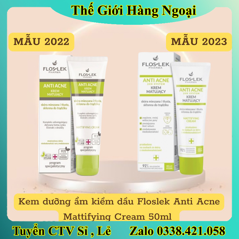 Kem kiểm soát dầu và điều tiết nhờn Floslek Anti Acne Mattifying Cream 50ml