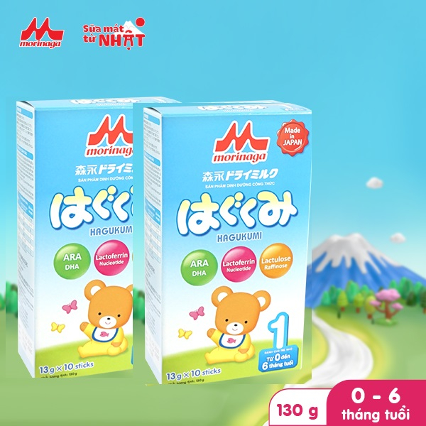 Sữa thanh mới Combo 2 hộp Sữa Morinaga Số 1 Hagukumi Nhật Bản 130g cho bé