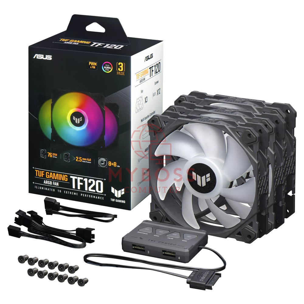 Fan Tản Nhiệt ASUS TUF Gaming TF120 ARGB - Kit 3 Fan kèm HUB Bảo Hành 24 Tháng Chính Hãng