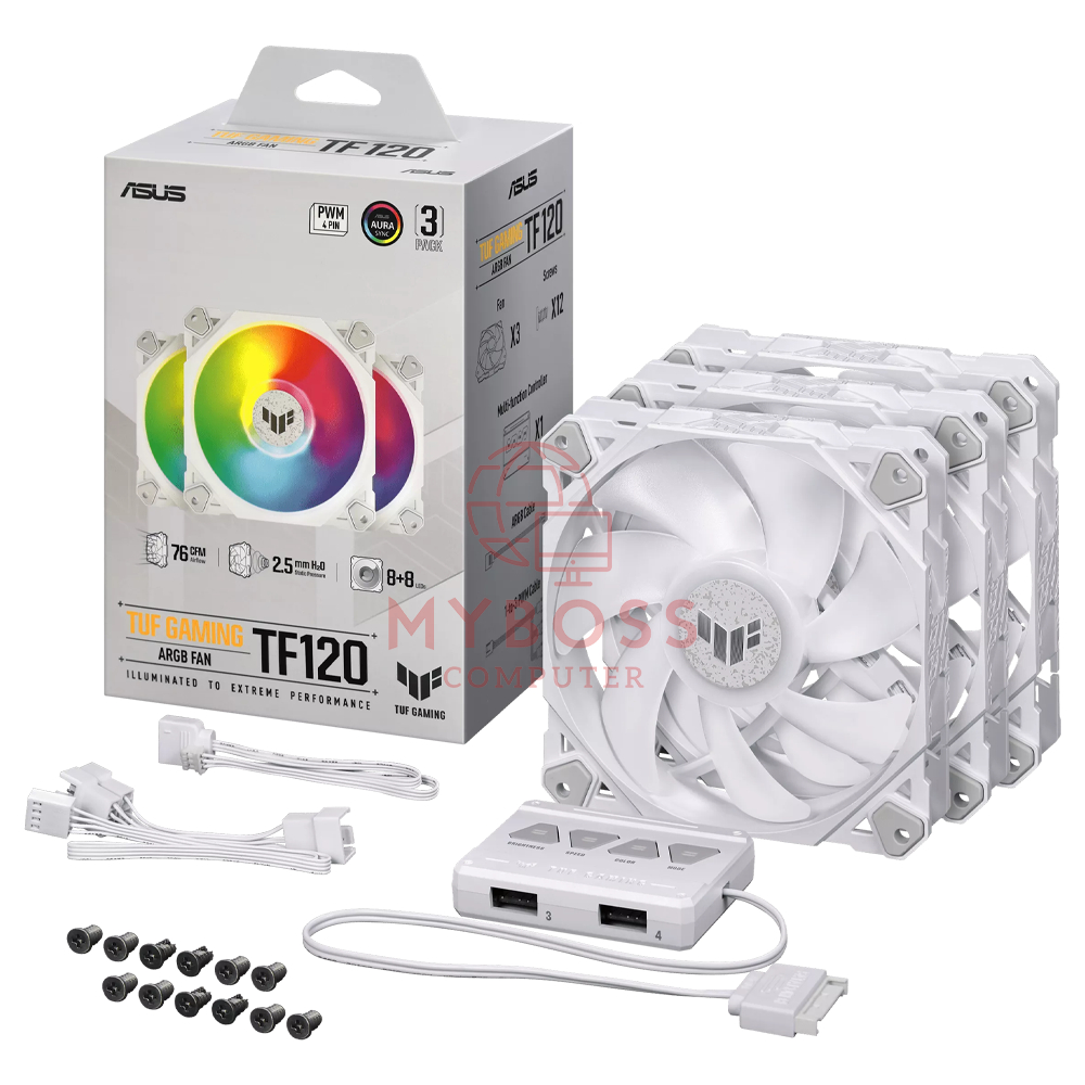 Fan Tản Nhiệt ASUS TUF Gaming TF120 ARGB - Kit 3 Fan kèm HUB Bảo Hành 24 Tháng Chính Hãng