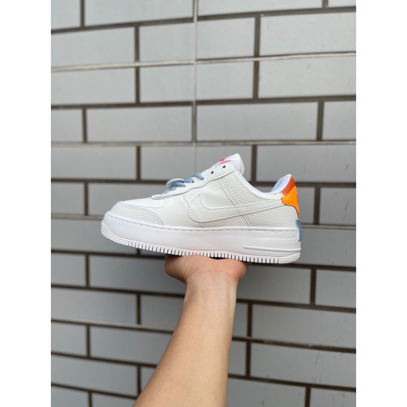 Giày thể thao AF1 shadow trắng gót cam nữ
