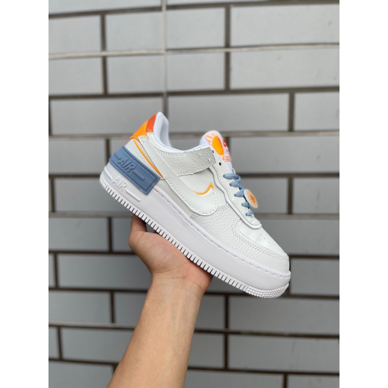 Giày thể thao AF1 shadow trắng gót cam nữ
