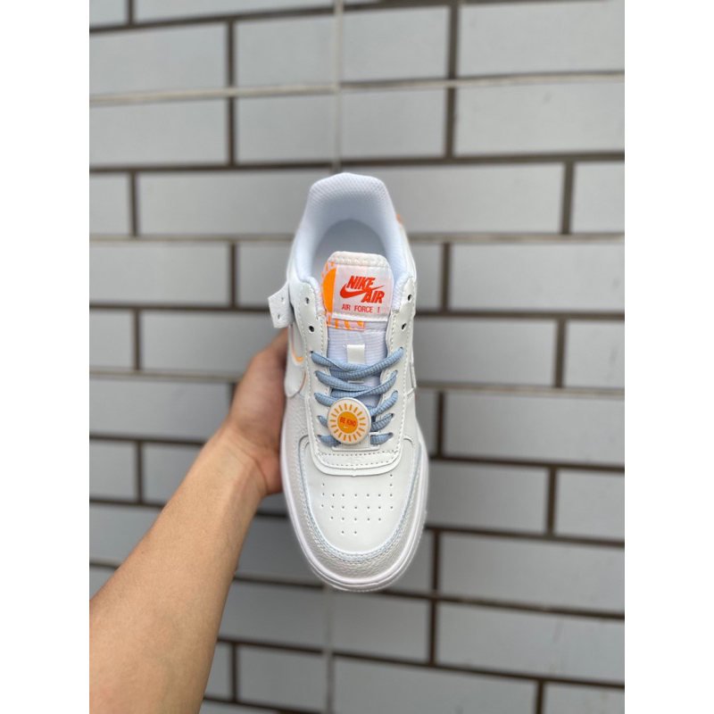 Giày thể thao AF1 shadow trắng gót cam nữ