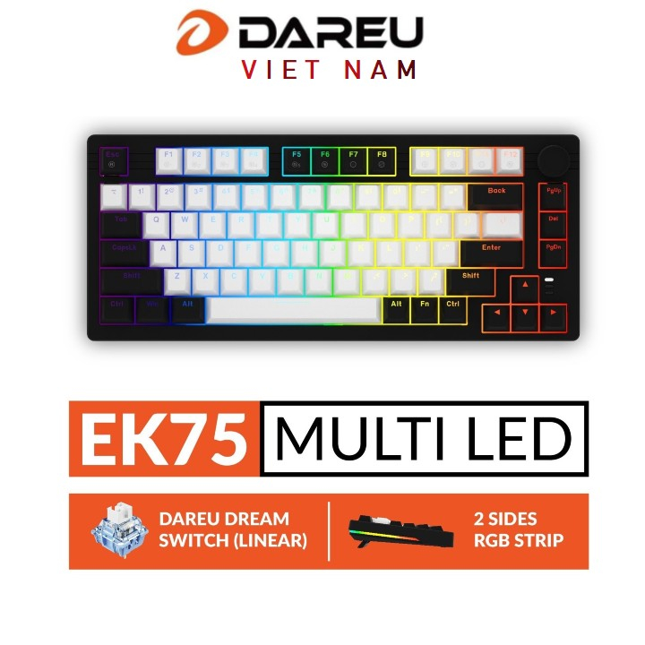 Bàn phím cơ Gaming DAREU EK75 (2 sides RGB strip, DareU DREAM sw, Type-C) | BigBuy360 - bigbuy360.vn