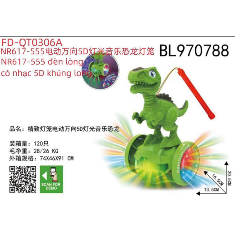 Đồ chơi lồng đèn Trung thu khủng Long di chuyển trên xe nhạc đèn