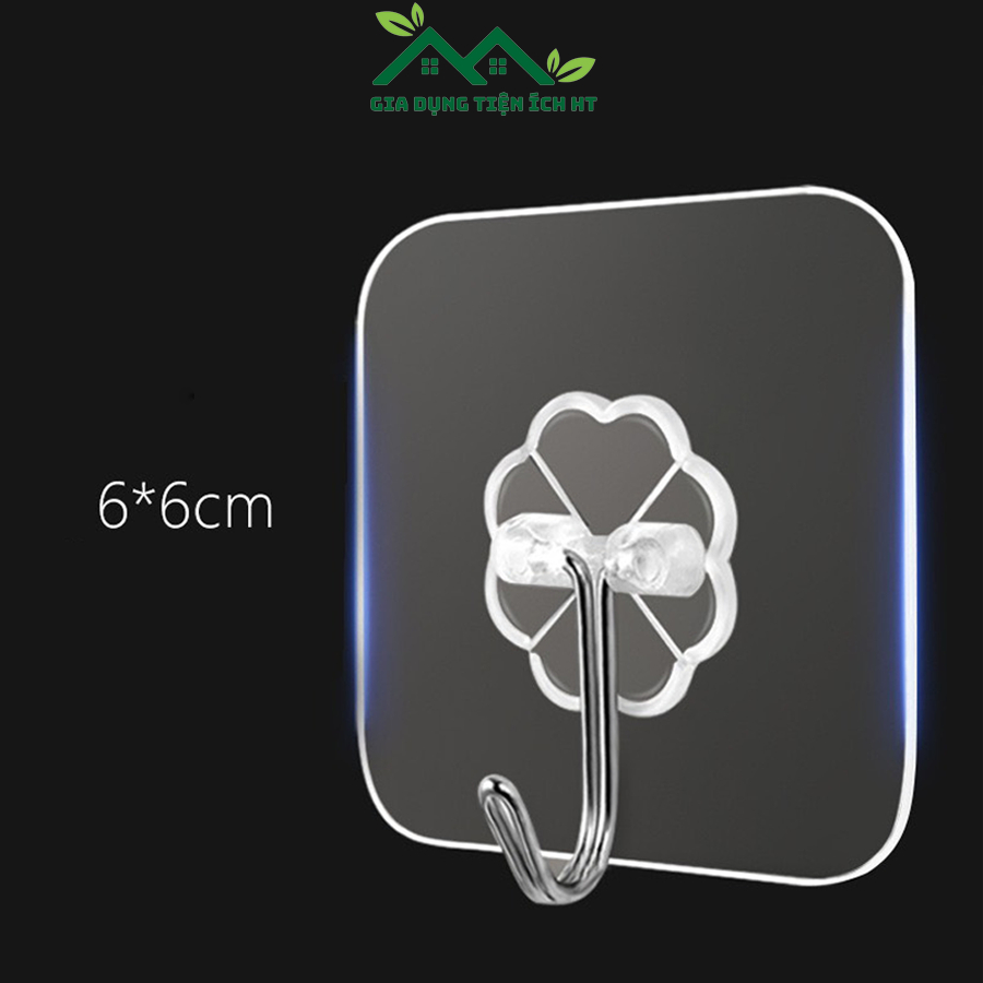 Móc dán tường trong suốt 6*6cm - Móc treo đồ dán tường siêu dính, siêu chịu lực