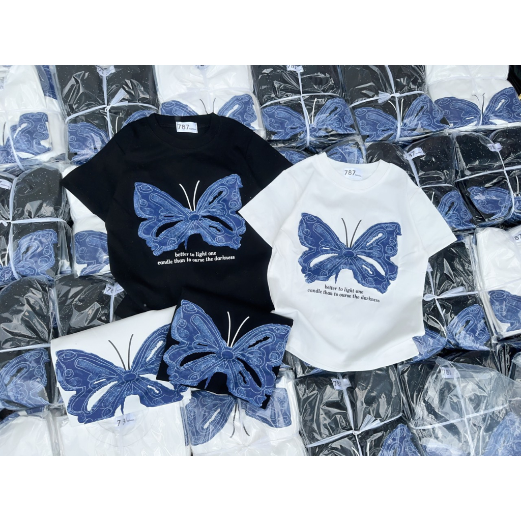 Áo thun Croptop ôm body nữ phối nơ nổi ( Mã Nơ Xanh )
