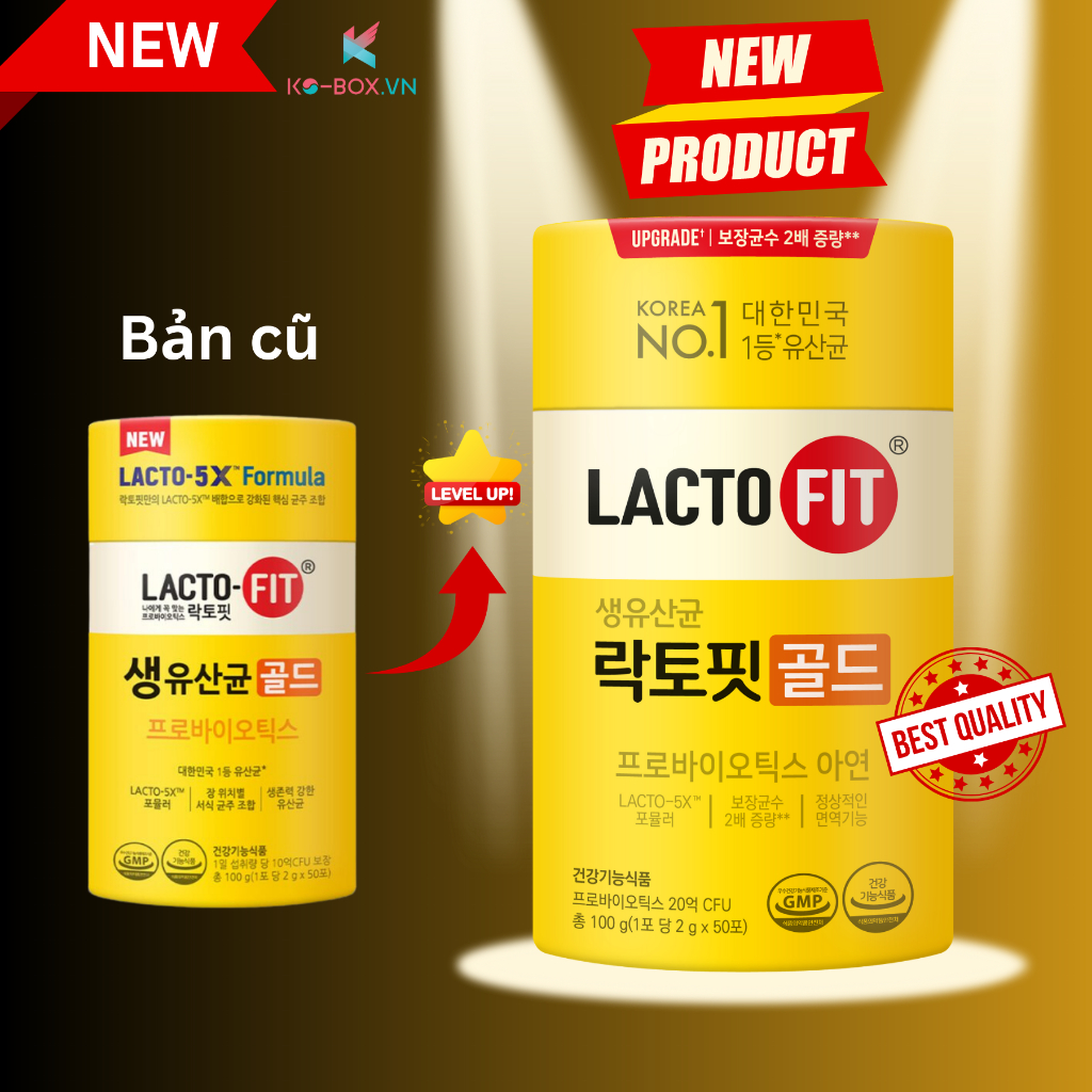 (PHIÊN BẢN MỚI) Lacto Fit gold màu vàng lacto-fit 50 gói Men vi sinh lactofit