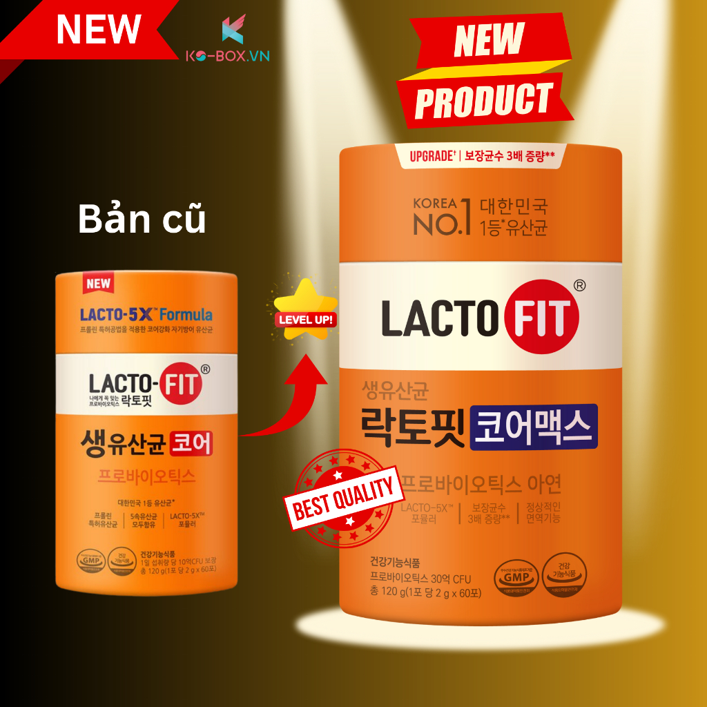 (PHIÊN BẢN MỚI) Lacto Fit Core MAX màu cam lacto-fit 60 gói Men vi sinh lactofit