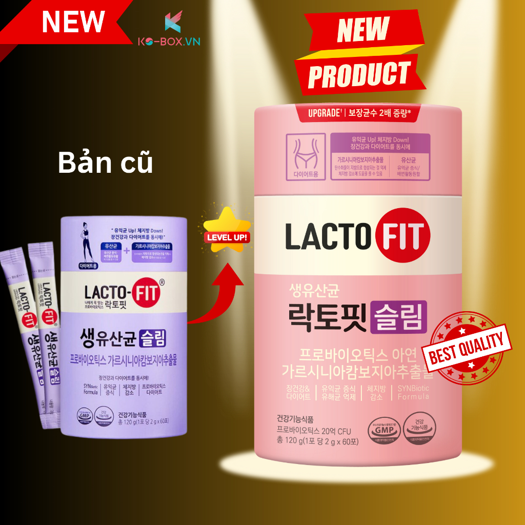 (PHIÊN BẢN MỚI) Lacto Fit Slim màu tím hồng lacto-fit 60 gói Hỗ trợ giảm cân lactofit Bột Uống Collagen