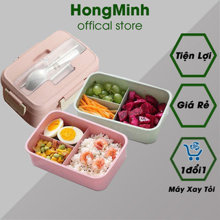 Hộp cơm lúa mạch 2 tầng kèm bộ đũa thìa