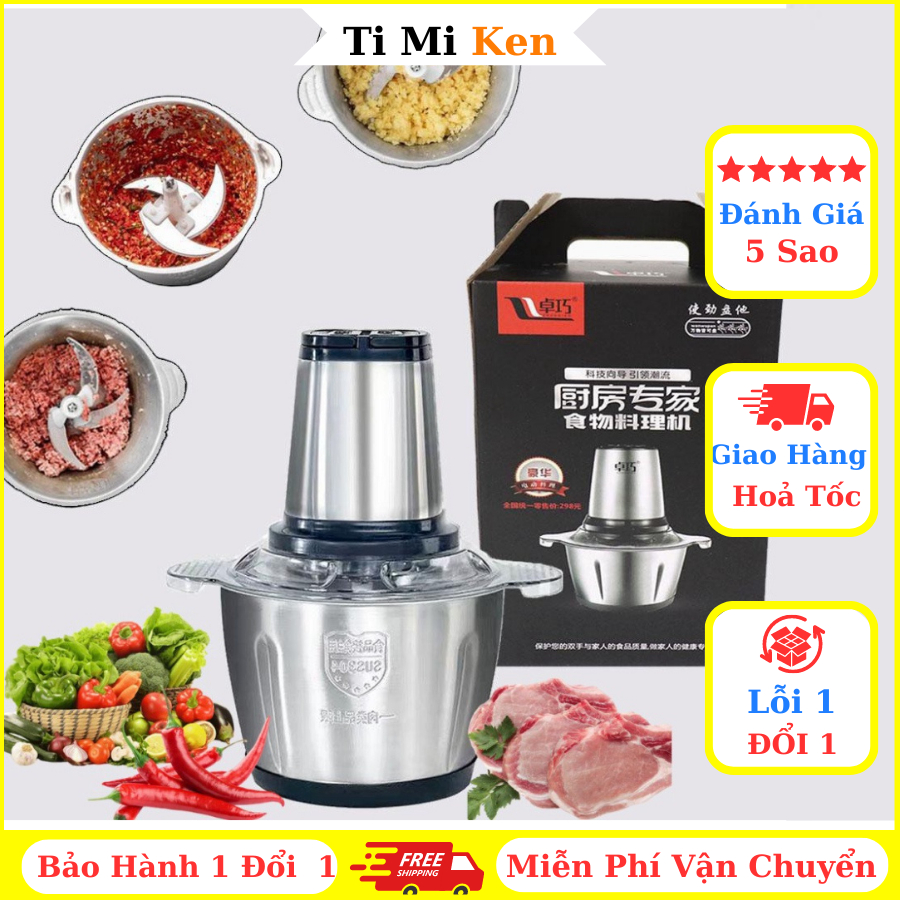 Máy xay thịt cối inox 304 4 lưỡi đa năng công suất 2500w, máy xay bear mini cầm tay siêu khỏe dễ dàng sử dụng A29