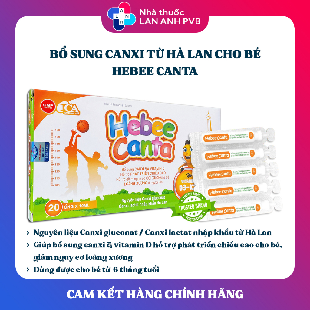 HEBEE CANTA - Bổ sung canxi và vitamin D cho bé từ 6 tháng tuổi.