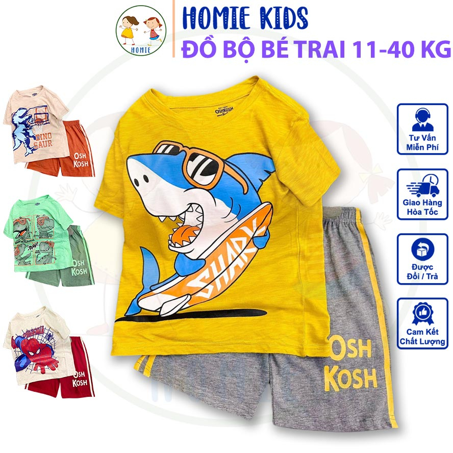 Đồ Bộ Bé Trai Size Đại Set Quần Áo Thun Cotton Cho Bé 11-40 Kg Mặc Mát In Hình Siêu Nhân Homie Kids