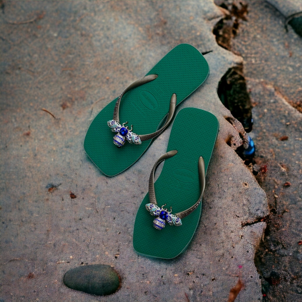 DÉP KẸP Dép Tông Lào Nữ mẫu Đế Vuông chram ONG Tiểu xanh màu