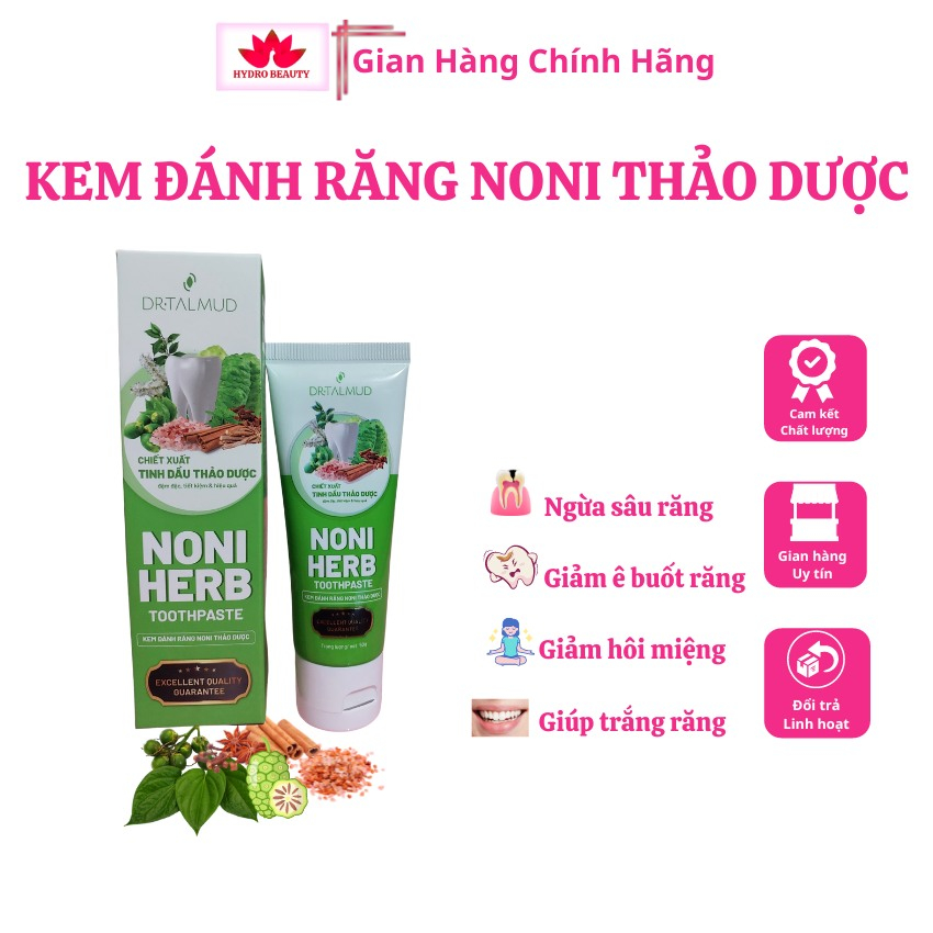 Kem đánh răng thảo dược trái Nhàu NONI, giảm hôi miệng hiệu quả, sạch trắng răng không chứa flour tốt cho răng niềng