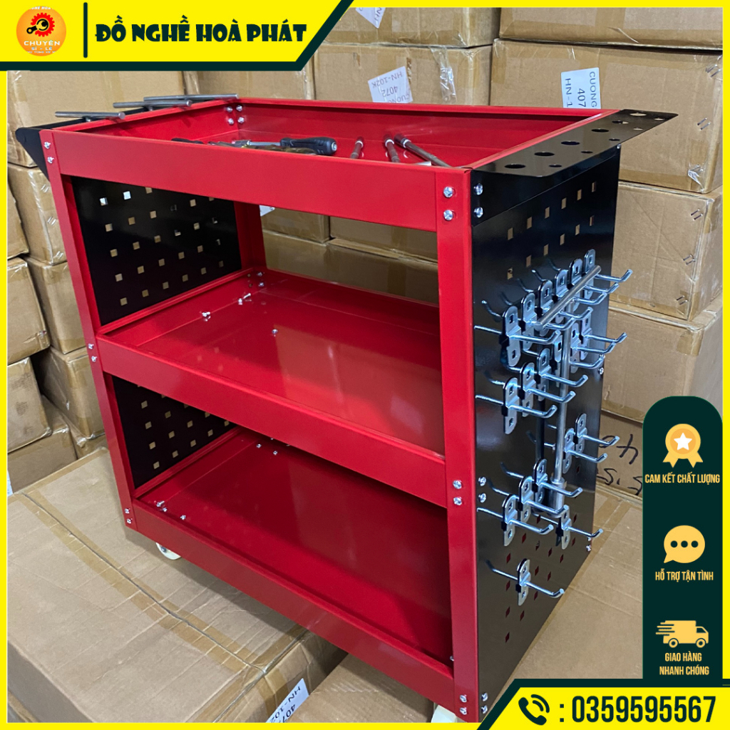 Kệ đựng đồ nghề dụng cụ 3 tầng sơn mạ tĩnh điện siêu đẹp