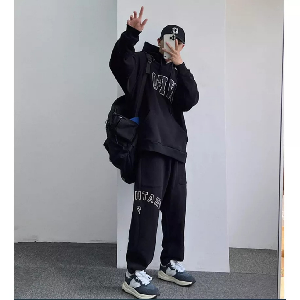 Set Bộ Thể Thao Hoodie Phối Mũ Trùm Đầu NFOOPhong Cách Unisex Trẻ Trung Năng Động, Chất Liệu Nỉ Cao Cấp Siêu Dày Siêu Ấm