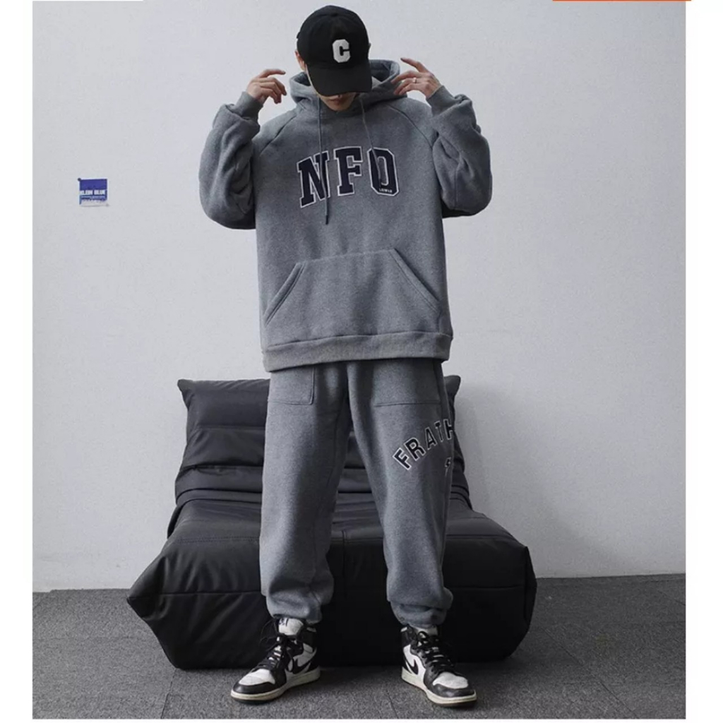Set Bộ Thể Thao Hoodie Phối Mũ Trùm Đầu NFOOPhong Cách Unisex Trẻ Trung Năng Động, Chất Liệu Nỉ Cao Cấp Siêu Dày Siêu Ấm