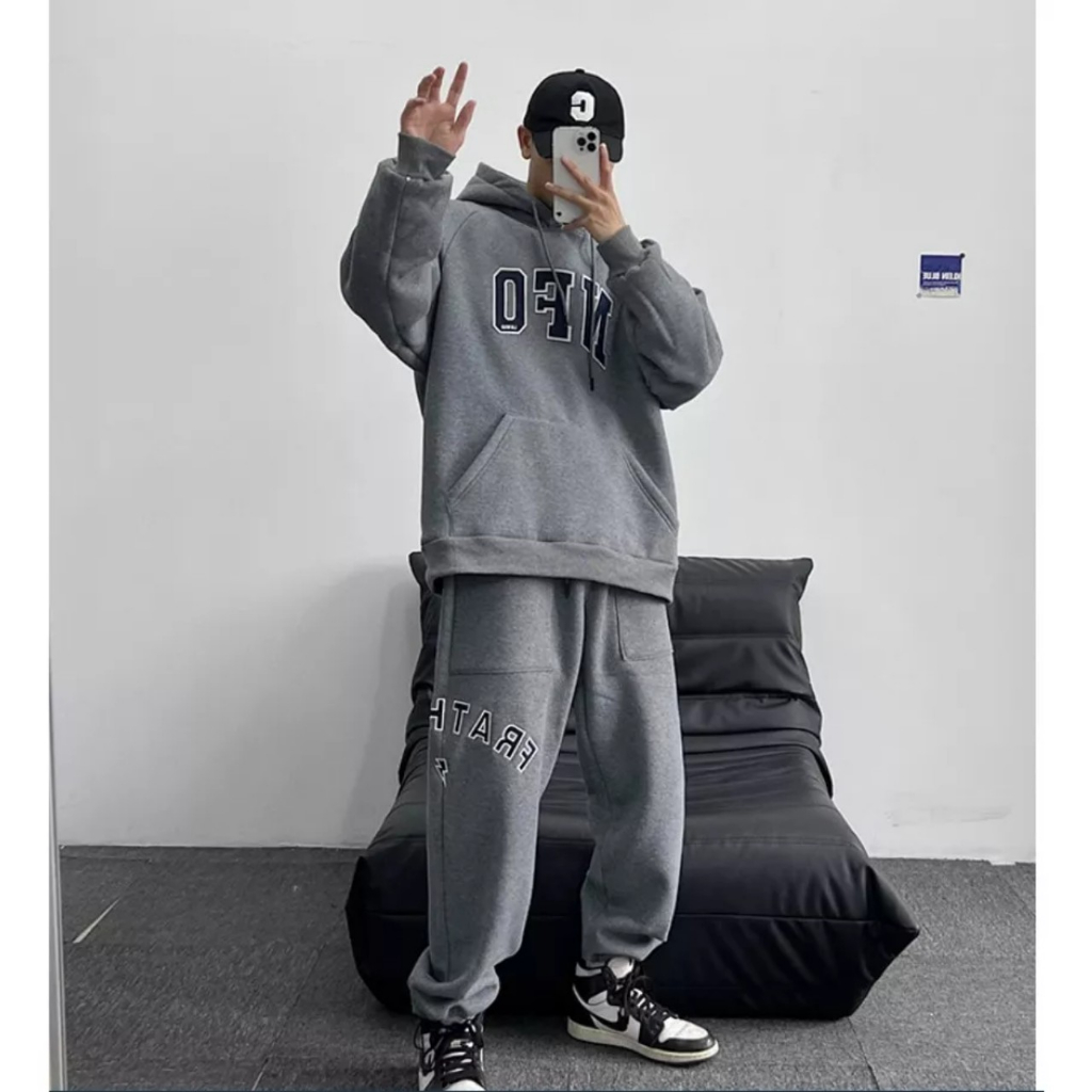 Set Bộ Thể Thao Hoodie Phối Mũ Trùm Đầu NFOOPhong Cách Unisex Trẻ Trung Năng Động, Chất Liệu Nỉ Cao Cấp Siêu Dày Siêu Ấm