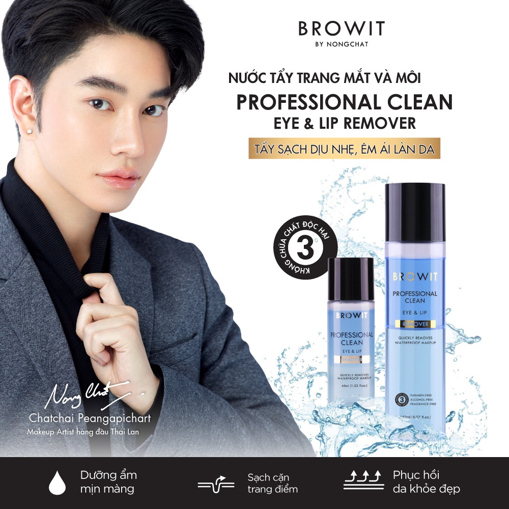 Nước Tẩy Trang Mắt Môi Chuyên Dụng Browit By Nongchat Professional Clean Eye & Lip Remover 45ML/150ML - Wincy Mart