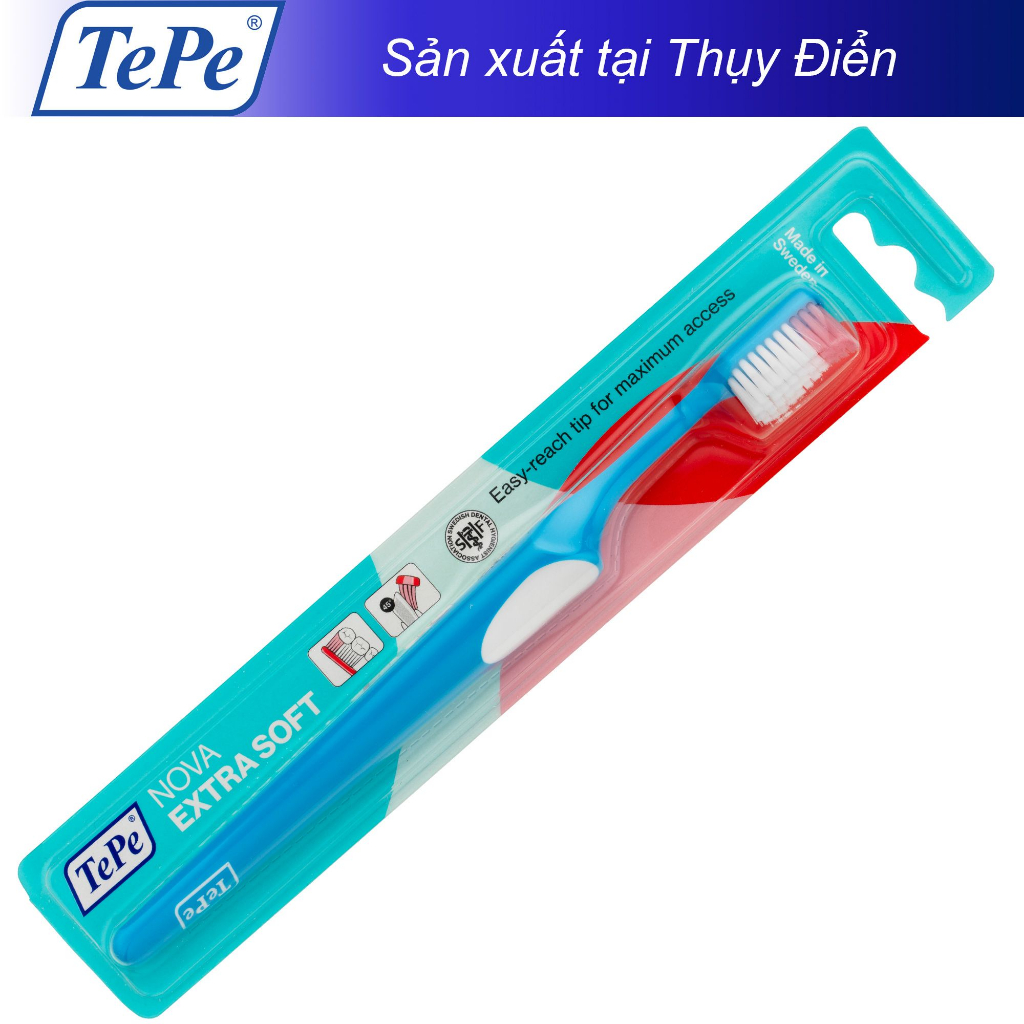 Bàn chải đánh răng làm sạch sâu bên trong, đầu bàn chải tiếp cận vùng răng trong cùng Tepe Nova