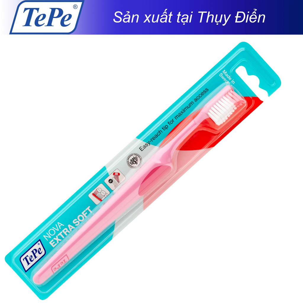 Bàn chải đánh răng làm sạch sâu bên trong, đầu bàn chải tiếp cận vùng răng trong cùng Tepe Nova