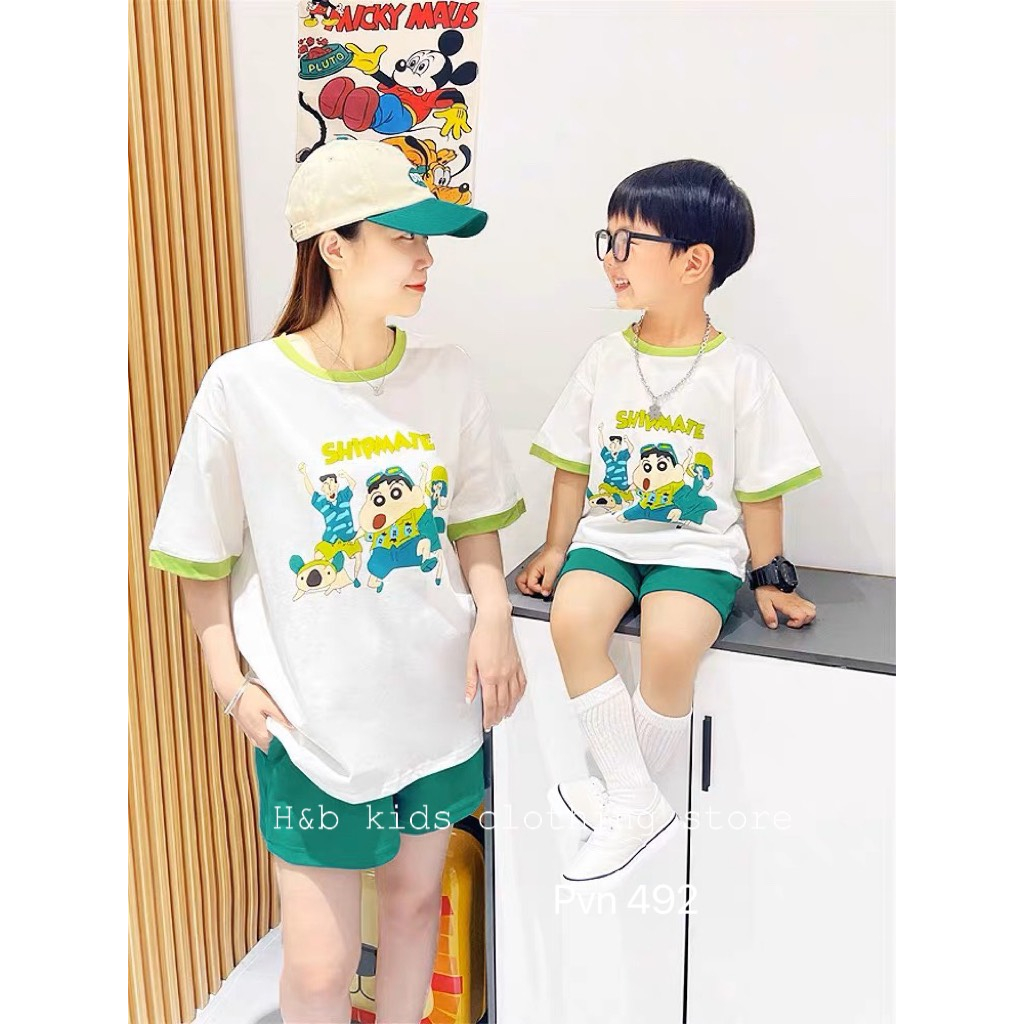 SET CẶP GIA ĐÌNH, MẸ BÉ ÁO COTTON QUẦN DÀY MỊN