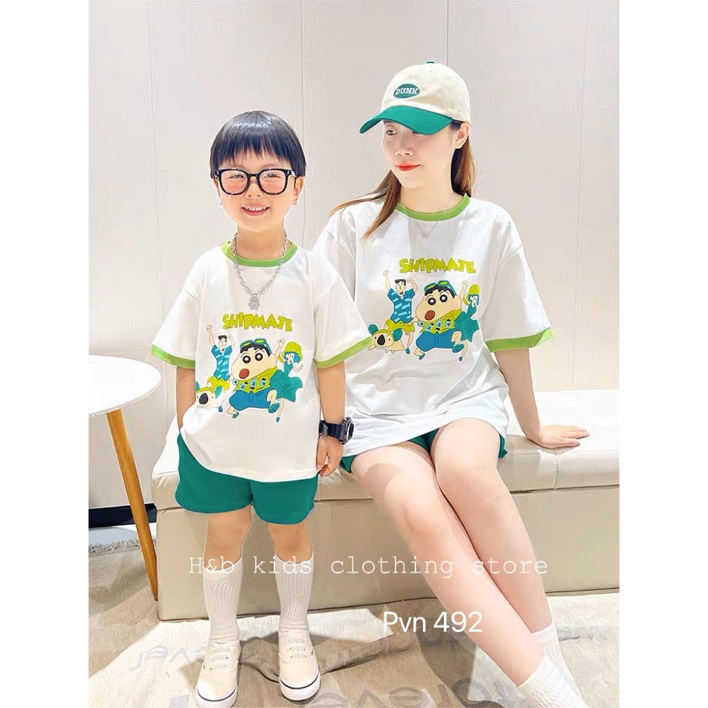SET CẶP GIA ĐÌNH, MẸ BÉ ÁO COTTON QUẦN DÀY MỊN