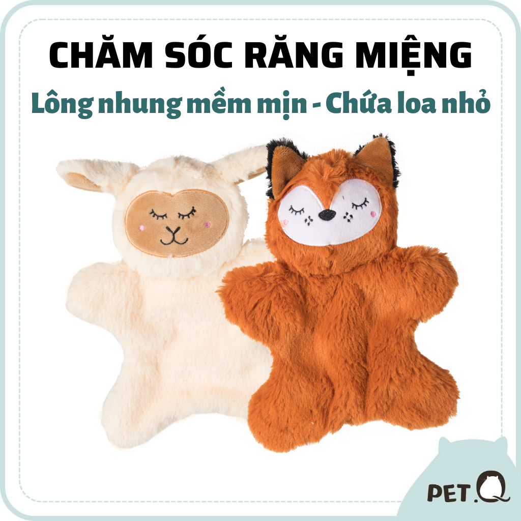 Đồ chơi cho chó FOFOS, Đồ chơi thú bông nhai gặm hình cừu, Có loa nhỏ và giấy nhăn, Vải nhung mềm mại tốt cho răng nướu